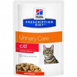 Hills Prescription Diet c/d Urinary Stress влажный диетический корм для кошек для поддержания здоровья мочевыводящих путей и при стрессе с курицей - 85 г