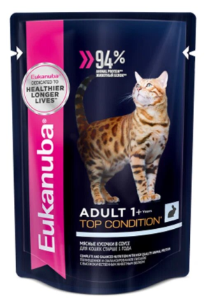 Влажный корм Eukanuba Adult Cat для кошек с кроликом в соусе - 85 г х 24 шт