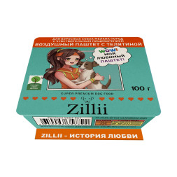 Zillii влажный корм для взрослых собак мелких пород при чувствительном пищеварении, воздушный паштет с телятиной, в ламистерах - 100 г х 15 шт