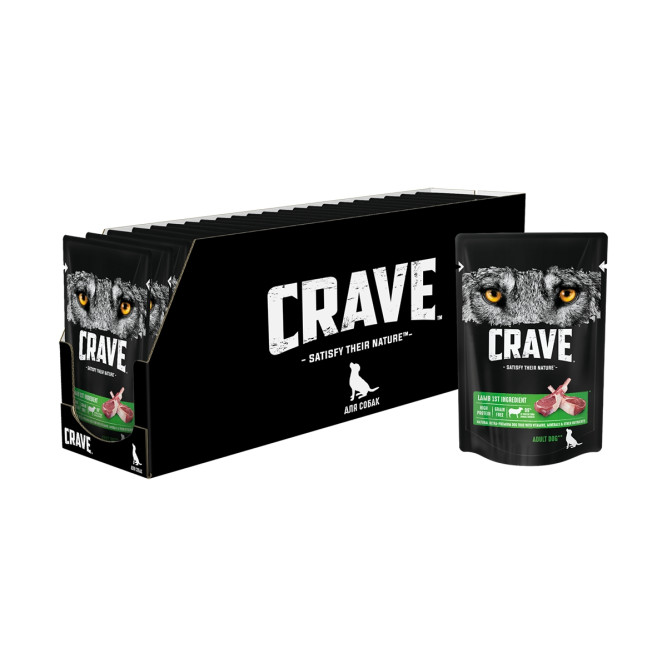 Crave влажный корм для взрослых собак всех пород с ягненком в желе, в паучах - 85 г х 28 шт