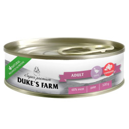 Duke's Farm влажный корм для взрослых кошек паштет с уткой и брусникой, в консервах - 100 г х 24 шт