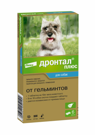 Bayer Таблетки Дронтал Плюс от гельминтов для собак - 6 таблеток