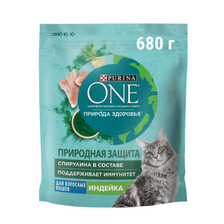 Purina One Природа Здоровья сухой корм для взрослых кошек, с индейкой - 680 г