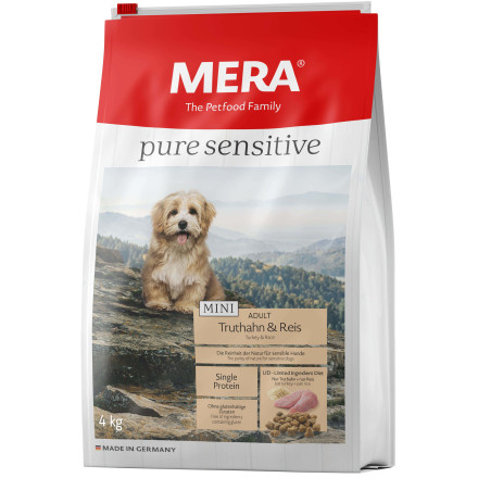 Mera Pure Sensitive Mini Adult Truthahn &amp; Reis сухой корм для взрослых собак мелких пород с индейкой и рисом - 4 кг