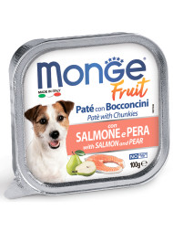Monge Dog Fruit влажный корм для взрослых собак с лососем и грушей в ламистере 100 г (32 шт в уп)