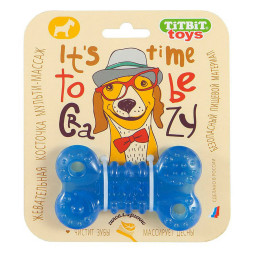 TiTBiT игрушка-лакомство для собак жевательная косточка 10 см (голубой)