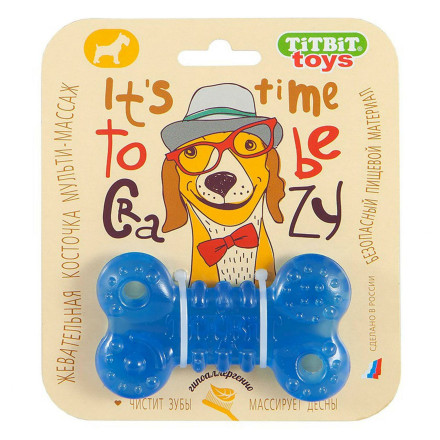 TiTBiT игрушка-лакомство для собак жевательная косточка 10 см (голубой)