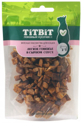 TiTBiT лакомство для кошек вяленое говяжье легкое в сырном соусе - 25 г