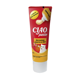 Inaba Ciao Paste лакомство паста для взрослых кошек для вывода шерсти из ЖКТ с куриным филе и лактобактериями - 80 г