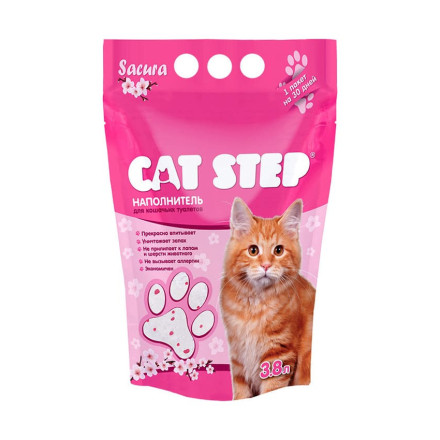 Cat Step Сакура наполнитель для кошачьих туалетов силикагелевый впитывающий - 3,8 л