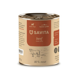 Savita влажный корм для взрослых собак всех пород с говядиной, в консервах - 410 г x 24 шт
