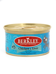 Berkley №5 влажный корм для взрослых кошек, курица с печенью в соусе, в консервах - 85 г x 24 шт