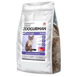 Зоогурман Active сухой корм для взрослых кошек, с говядиной и индейкой - 2,5 кг