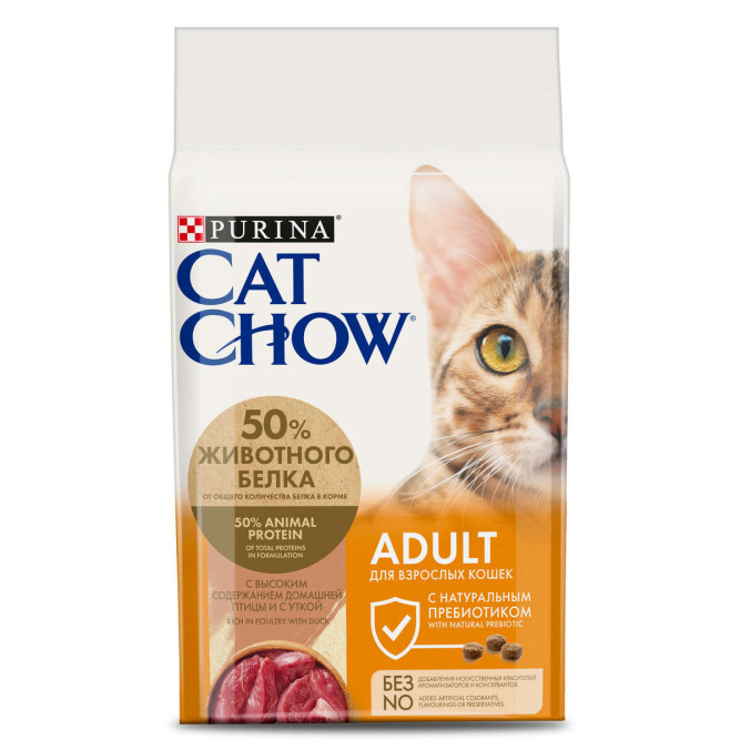 Purina Cat Chow Adult Duck сухой корм для взрослых кошек с уткой - 1,5 кг