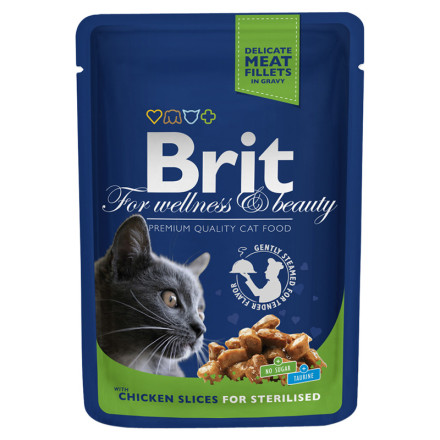 Влажный корм для стерилизованных кошек Brit Premium Chicken Slice for Sterilised с курицей 24 шт х 100 гр