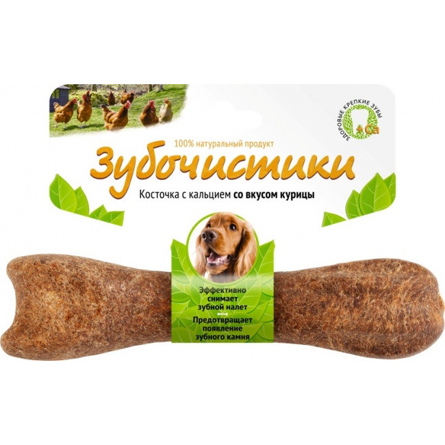 Деревенские лакомства Зубочистики Косточка жевательная для собак средних пород 10-25 кг Курица - 1 шт (95 г)