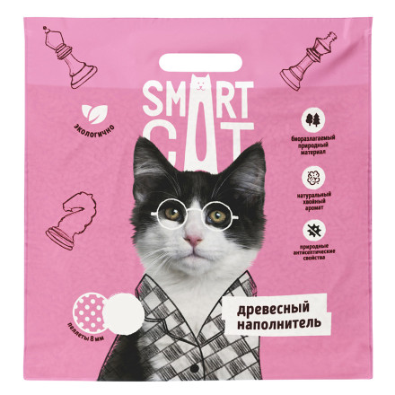 Smart Cat впитывающий древесный наполнитель для кошачьего туалета, пеллета 8 мм - 15 кг