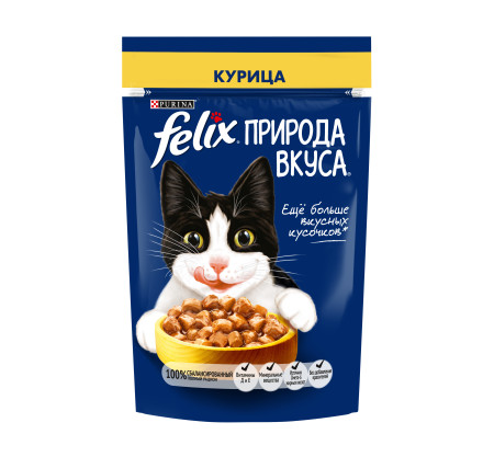 Felix Природа вкуса влажный корм для взрослых кошек с курицей, в паучах - 75 г х 26 шт