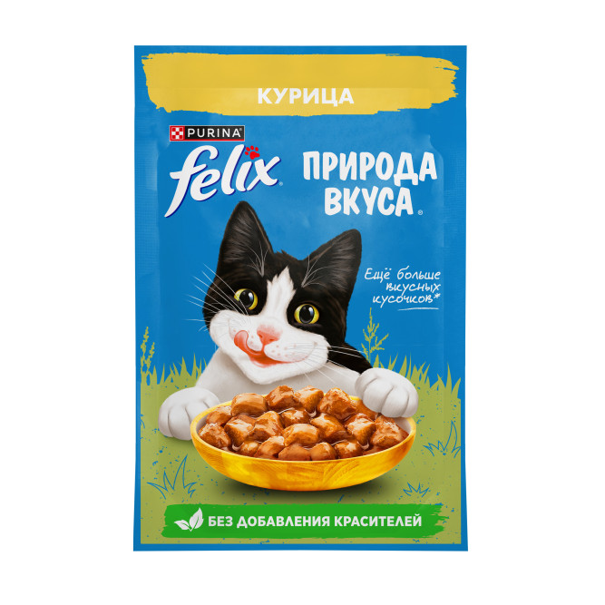 Felix Природа вкуса влажный корм для взрослых кошек с курицей, в паучах - 75 г х 26 шт