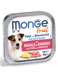 Monge Dog Fruit влажный корм для взрослых собак со свининой и ананасом в ламистере 100 г (32 шт в уп)