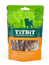 TiTBiT лакомство для собак мелких пород твистеры с телятиной - 50 г