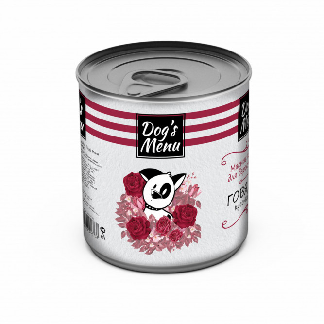 Dog`s Menu влажный корм для взрослых собак с говядиной кусочки в соусе в консервах - 750 г х 6 шт