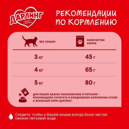 Дарлинг сухой корм для взрослых кошек с мясом и овощами - 15 кг