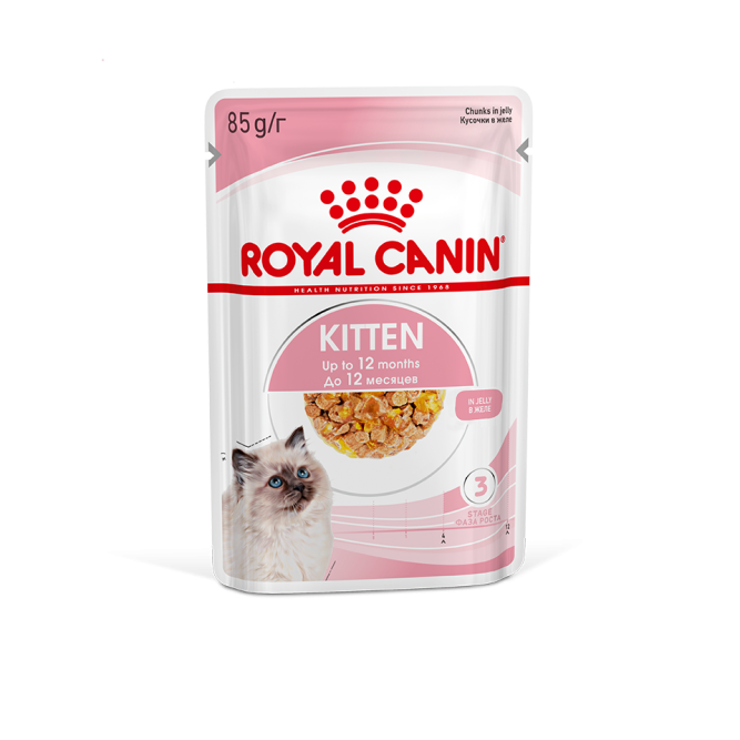 Royal Canin Kitten паучи для котят до 12 месяцев кусочки в желе - 85 г х 24 шт