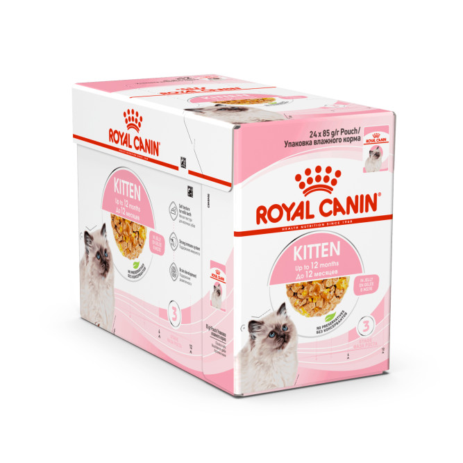 Royal Canin Kitten паучи для котят до 12 месяцев кусочки в желе - 85 г х 24 шт