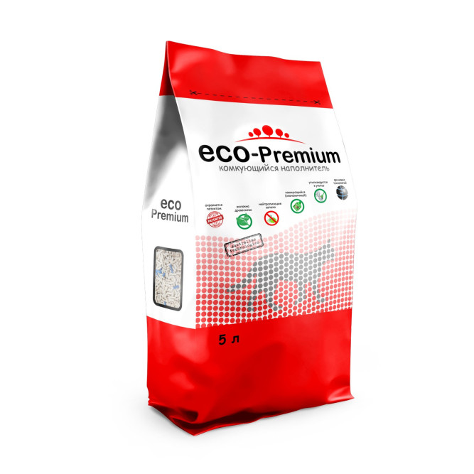 ECO-Premium Blue наполнитель древесный комкующийся с гранулами синего цвета - 5 л (1,9 кг)
