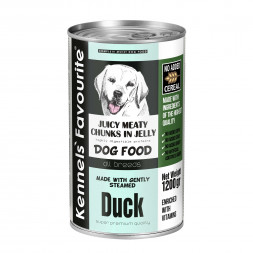 Kennels` Favourite Canned Food Duck влажный корм для взрослых собак всех пород с кусочками утки в желе - 1,2 кг