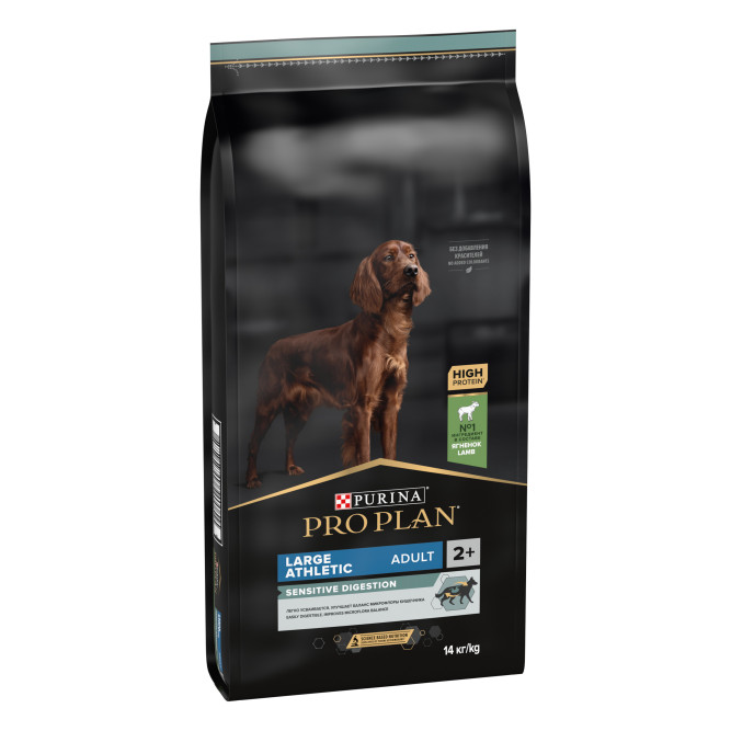 Pro Plan Adult Sensitive Digestion сухой корм для взрослых собак крупных пород с атлетическим телосложением с чувствительным пищеварением, с ягненком - 14 кг