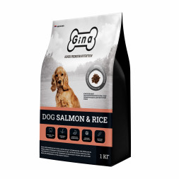 Gina Dog Salmon &amp; Rice сухой корм для взрослых собак с лососем и рисом - 1 кг