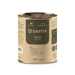Savita влажный корм для взрослых собак всех пород с ягненком, в консервах - 410 г x 24 шт