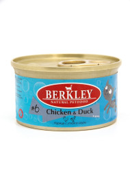 Berkley №6 влажный корм для взрослых кошек, курица с уткой в соусе, в консервах - 85 г x 24 шт