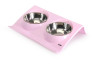 Изображение товара Camon миски для кошек и собак стальные на пластиковом поддоне, 300 мл х 2 шт, розовые