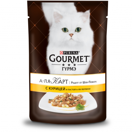 Паучи для кошек Gourmet А-ля Карт кусочки в соусе с курицей и пастой а-ля Перлини 85 г х 24 шт.