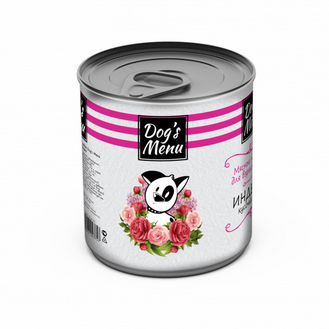 Dog`s Menu влажный корм для взрослых собак с индейкой кусочки в соусе в консервах - 750 г х 6 шт