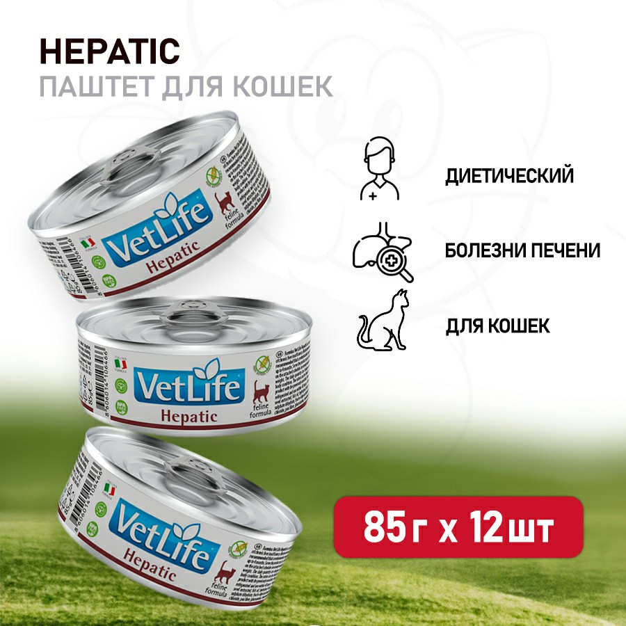 Farmina Vet Life Cat Hepatic влажный корм для кошек при заболевании печени,  в консервах - 85 г x 12 шт - купить в Москве | КотМатрос