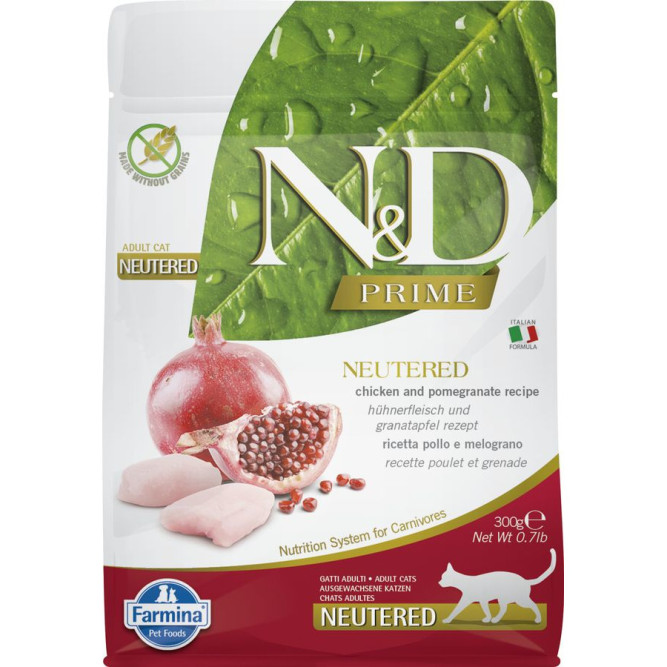 Farmina N&amp;D Prime Cat Chicken &amp; Pomegranate Neutered сухой беззерновой корм для взрослых стерилизованных кошек с курицей и гранатом - 300 г