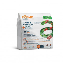 Alleva Holistic Cat Adult Lamb &amp; Venison сухой корм для взрослых кошек с ягненком и олениной, коноплей и женьшенем - 400 г