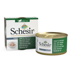 Schesir Cat Adult влажный корм для взрослых кошек с тунцом и цыпленком в консервах - 85 г х 14 шт