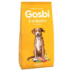 Gosbi Exclusive сухой корм для щенков средних и крупных пород с рыбой и ягненком - 12 кг