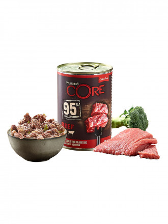 Wellness Core 95 влажный корм для взрослых собак с говядиной и брокколи в консервах 400 г