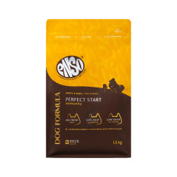 ENSO Dog Formula Perfect Start сухой корм для щенков от 1 месяца, беременных и кормящих собак мелких и миниатюрных пород со свежей уткой и добавлением яблока - 1,5 кг