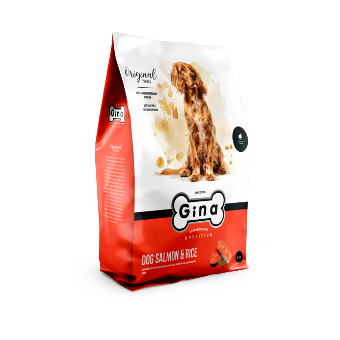 Gina Dog Salmon &amp; Rice сухой корм для взрослых собак с лососем и рисом - 3 кг