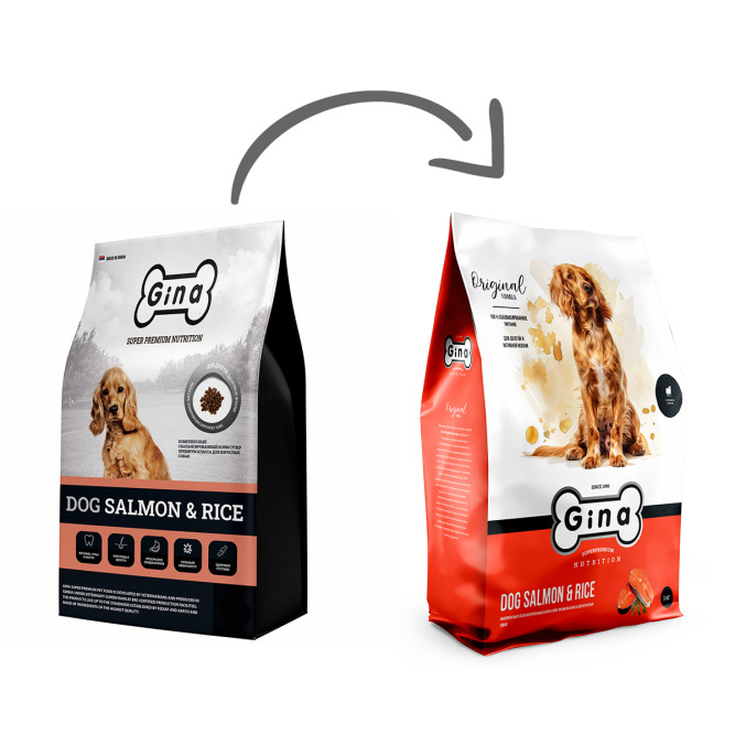 Gina Dog Salmon &amp; Rice сухой корм для взрослых собак с лососем и рисом - 3 кг