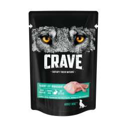 Crave влажный корм для взрослых собак всех пород с кроликом в желе, в паучах - 85 г х 28 шт