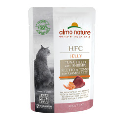 Almo Nature HFC Jelly with Tuna and Shrimps паучи для взрослых кошек с тунцом и креветками в желе - 55 г х 24 шт