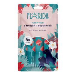 Florida лакомство крем-суп для котят и взрослых кошек для поддержки мочевыделительной системы с тунцом и брусникой - 75 г